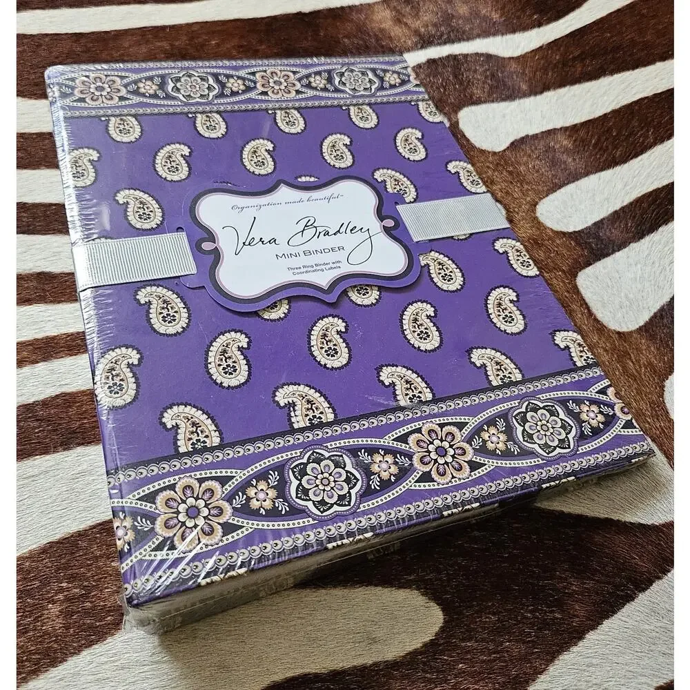 Rare Vera Bradley Mini Binder Retired Pattern Violet Paisleys